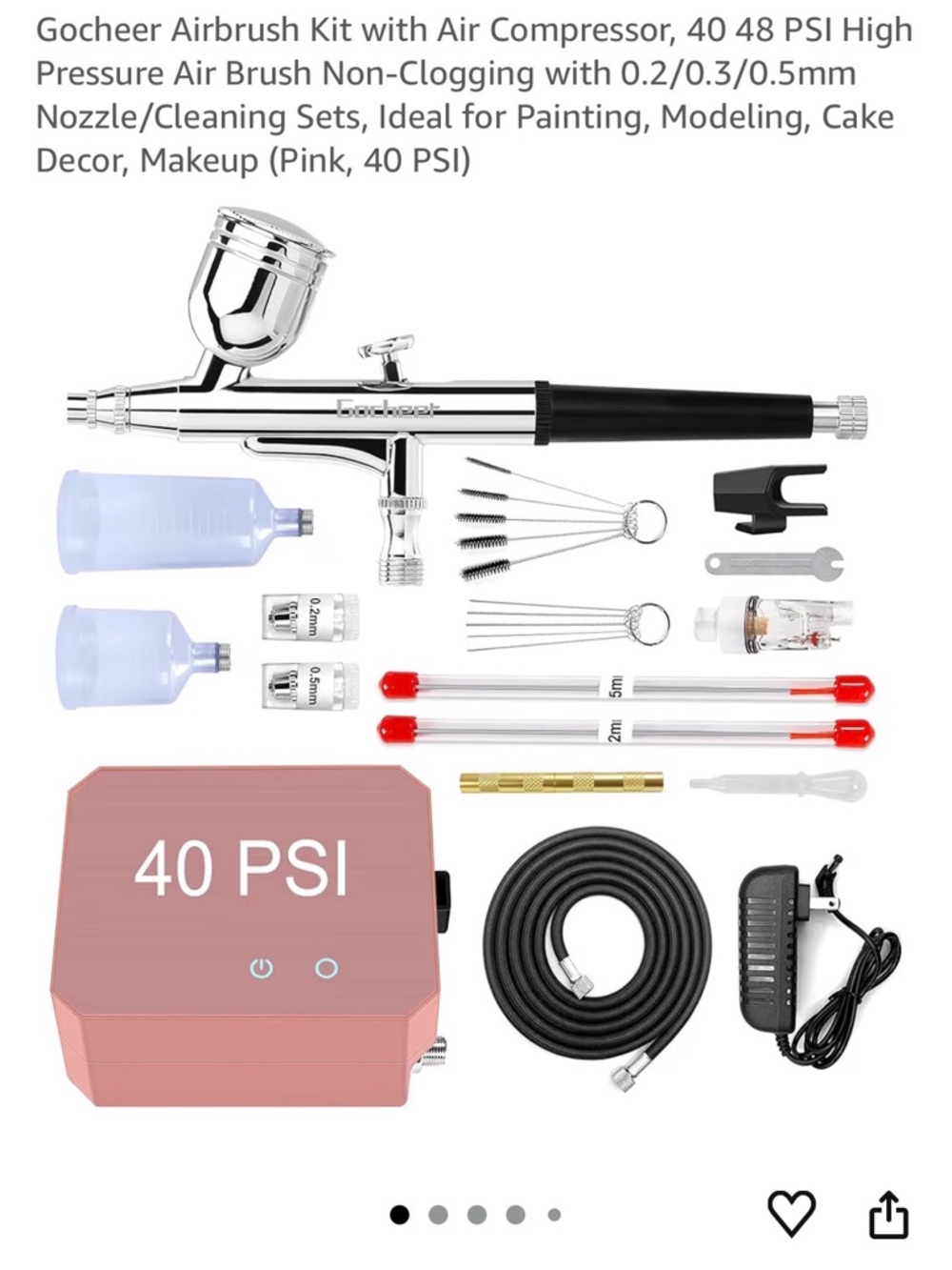 Airbrush Kit with Compressor - Chrome Airbrush & Pink Compressor